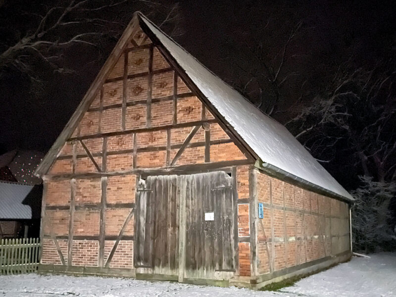 Half timbered house with snow, Wendland