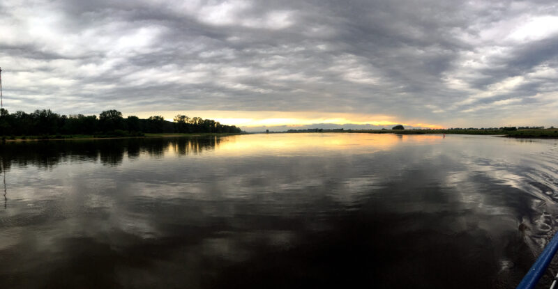 Elbe Panorama: Sunset with Clouds-Reflections