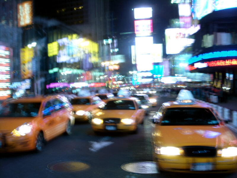 NYC Taxi Cabs Times Square by Night